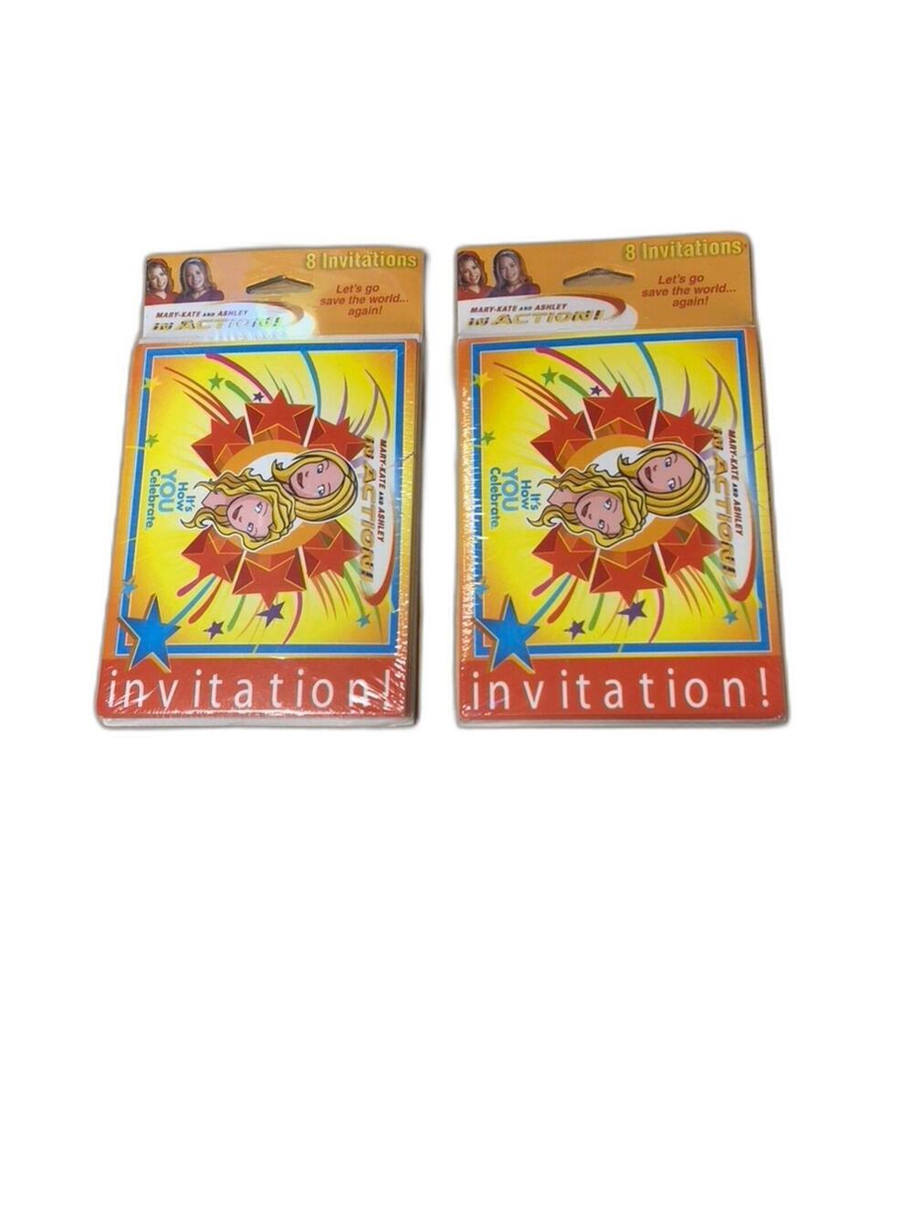 Vintage Mary Kate Ashley Party Invitations 2 Packs of 8 Envelopes/Invitations